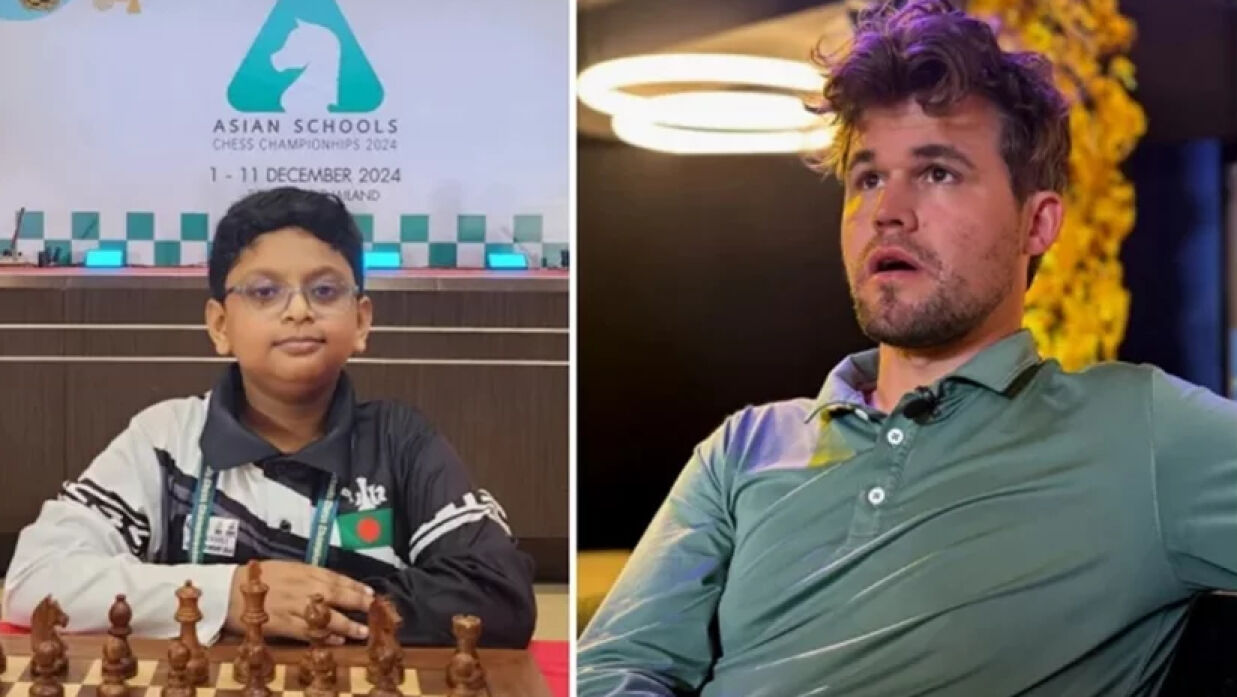 রায়হান রশিদ মুগ্ধ ও গ্র্যান্ডমাস্টার ম্যাগনাস কার্লসেন