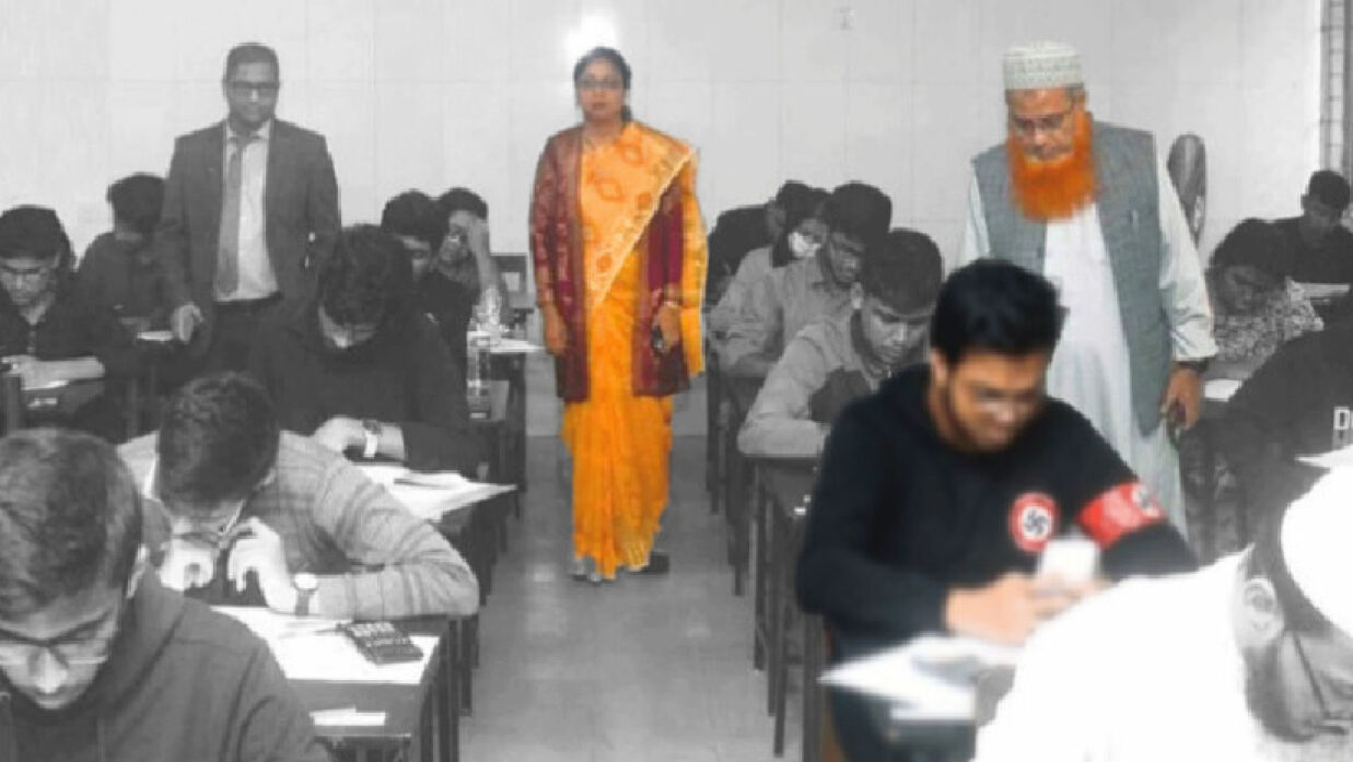 পরীক্ষার্থীর পোশাকে নাৎসি প্রতীক