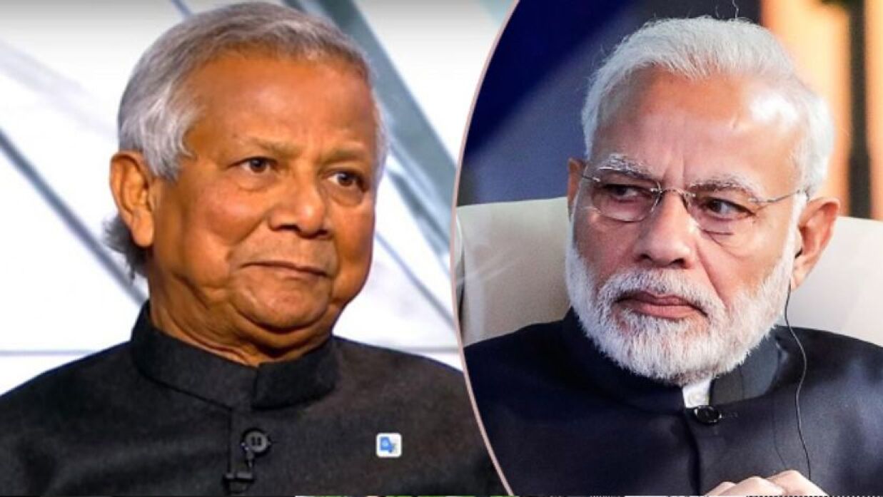 বাংলাদেশের অন্তর্বর্তীকালীন সরকারের প্রধান উপদেষ্টা অধ্যাপক ড. মুহাম্মদ ইউনূস ও ভারতের প্রধানমন্ত্রী নরেন্দ্র মোদি