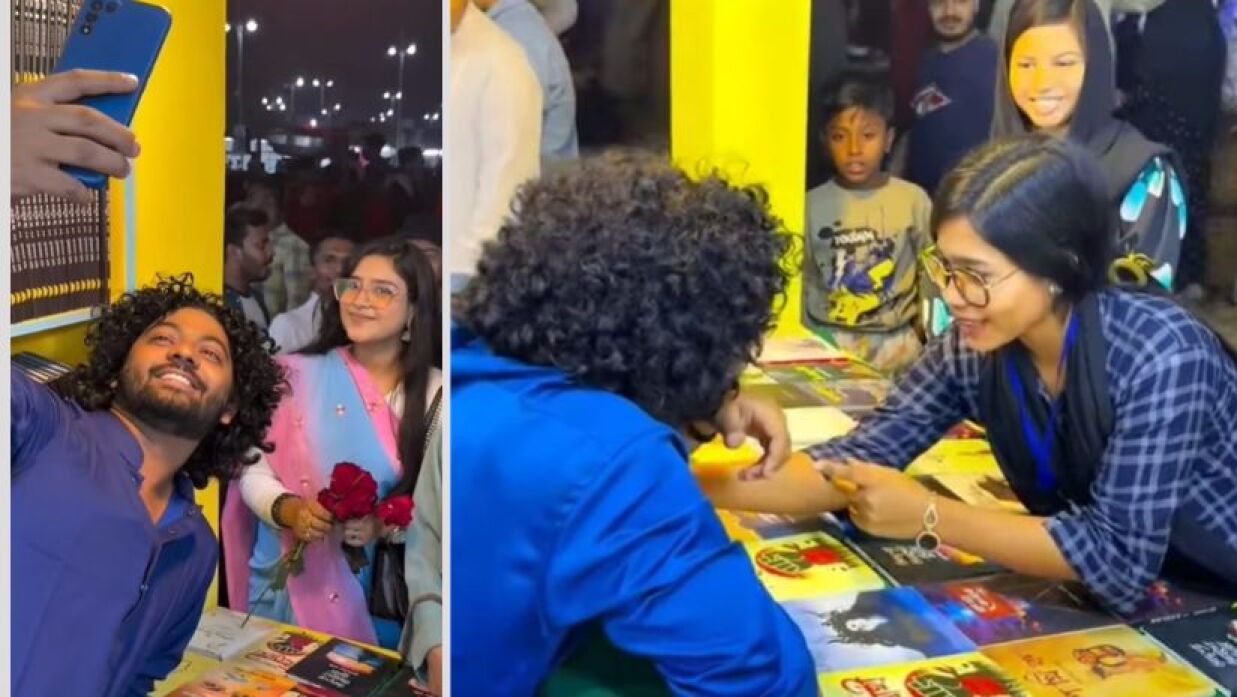 নারী ভক্তদের সাথে খুনসুটিতে ব্যস্ত কাফি