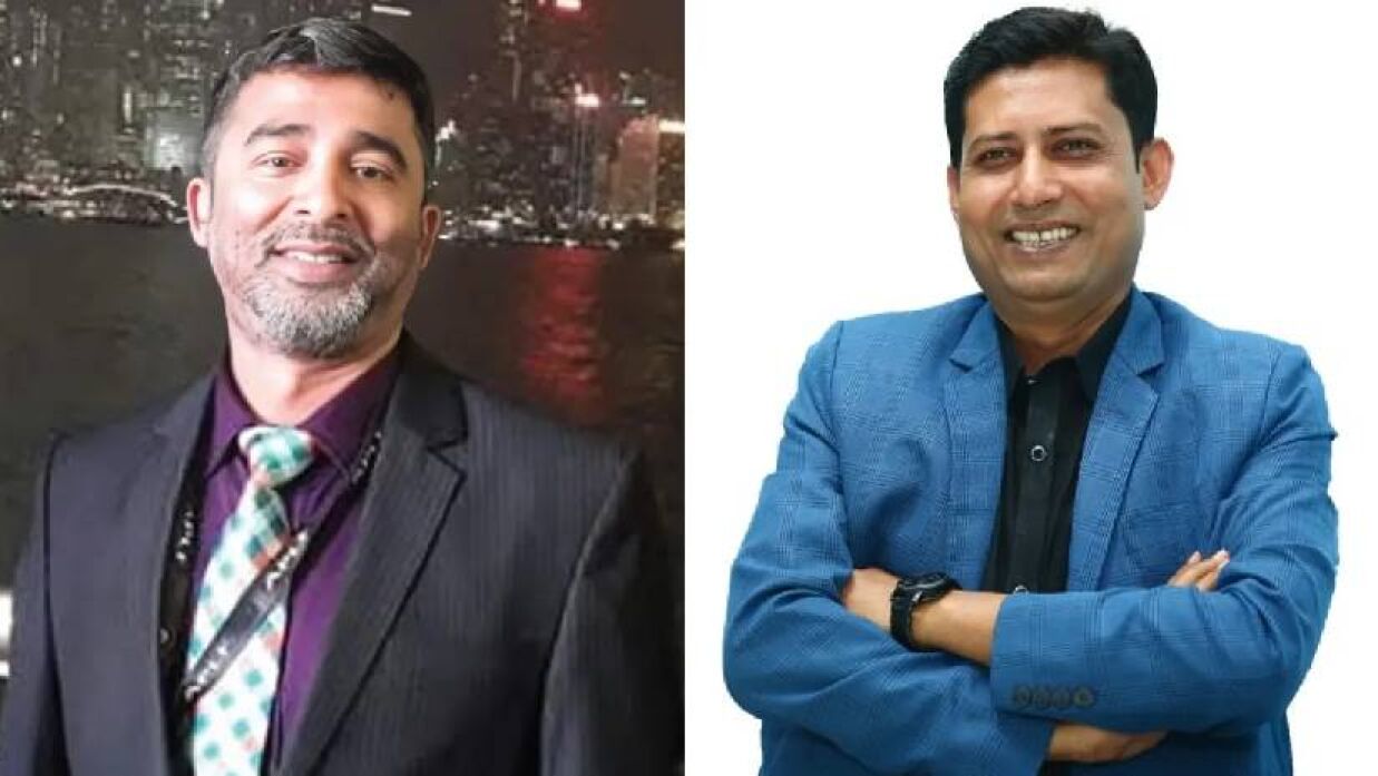 বাঁ থেকে মোহাম্মদ আলী বাপ্পি ও সাধারণ সম্পাদক মো. মাজেদুল হক মাজেদ