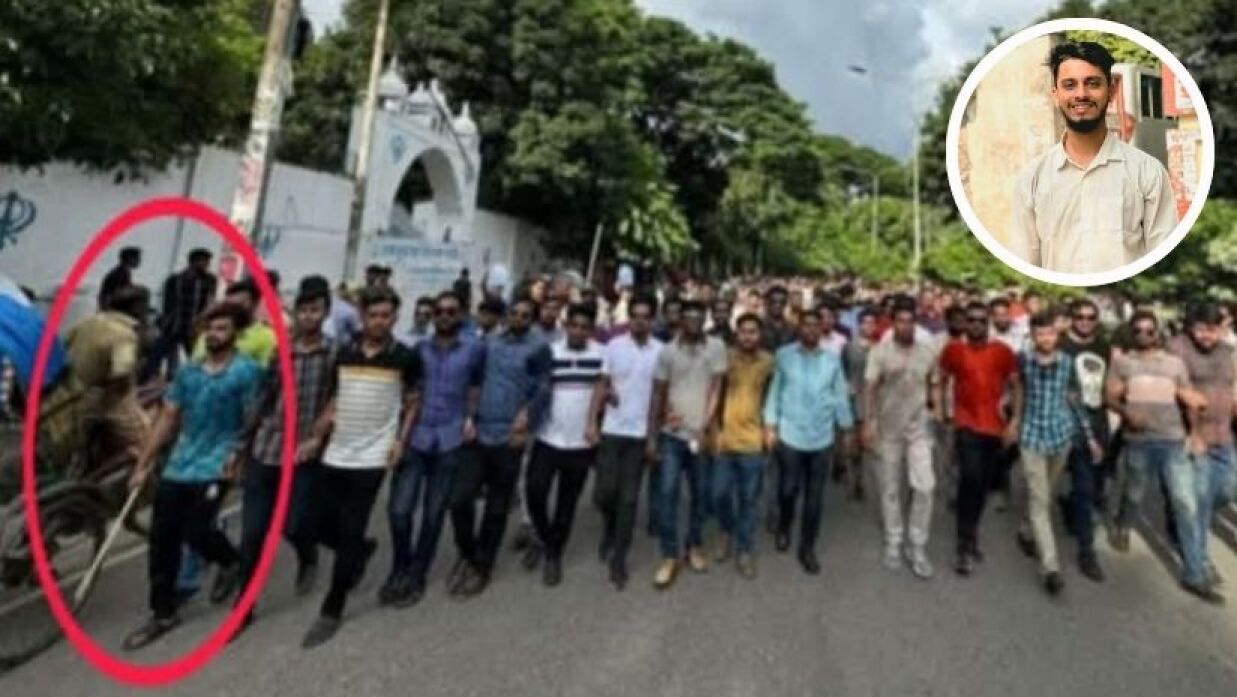 ঢাবিতে ছাত্রলীগের মিছিলে লাঠি হাতে অংশ নিতে দেখা যায় জবির ছাত্রলীগ নেতা মাহমুদুল হাসান আকাশকে