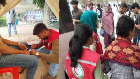 জাবিতে ভর্তিচ্ছুদের স্বাস্থ্য সেবা দিচ্ছে যুব রেড ক্রিসেন্ট