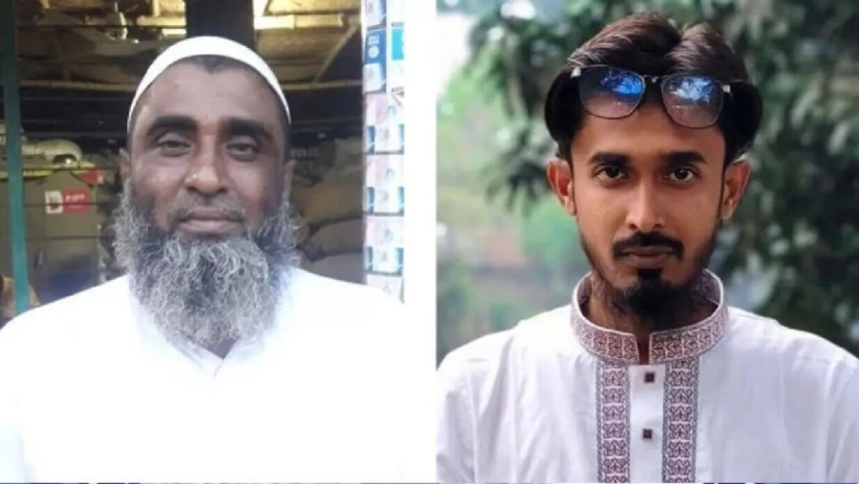 বাবা ওসমান গনি বাবু (বামে) ও ছেলে আসাদুজ্জামান বল্টু (ডানে)