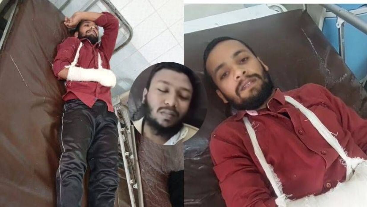 আহত জাহিদুল ইসলাম হৃদয়। ইনসেটে মিজানুর রহমান রিয়াদ।