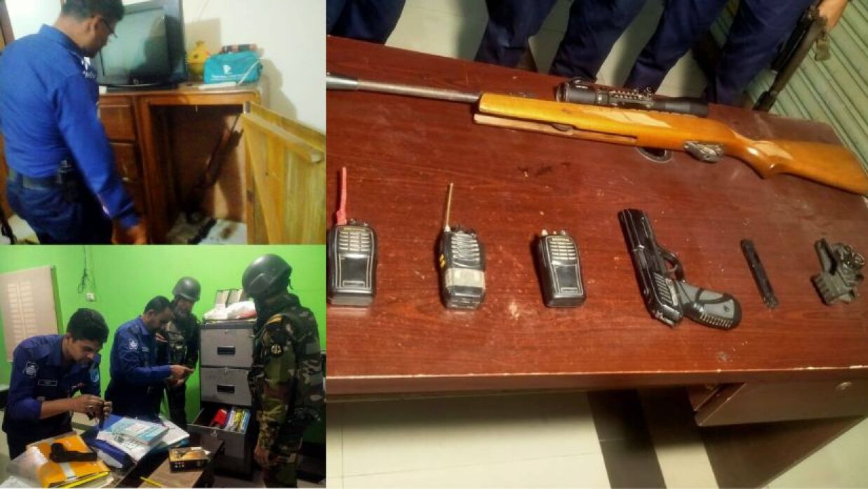 মার্কেটের পুল ক্লাবে মিলল পিস্তল বন্দুক ওয়াকি টকি