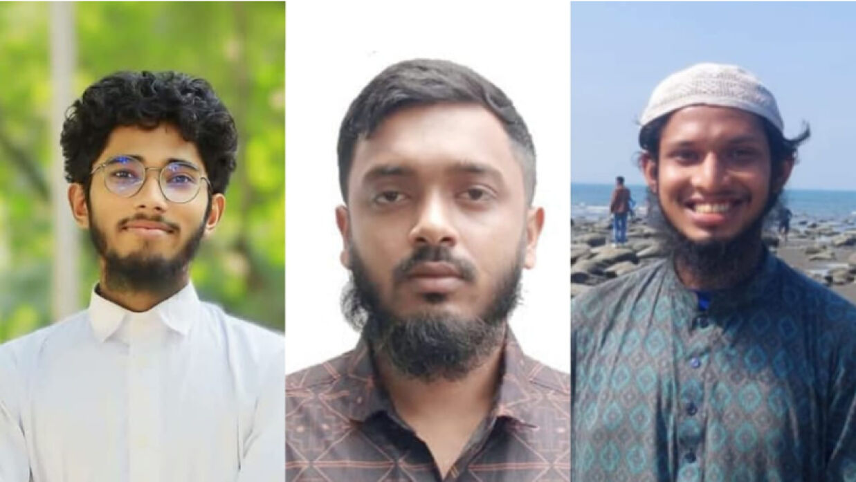 (বাঁ থেকে) নাহিদ হাসান, অন্তর সফিউল্লাহ ও সৈয়দ আহমেদ সিয়াম