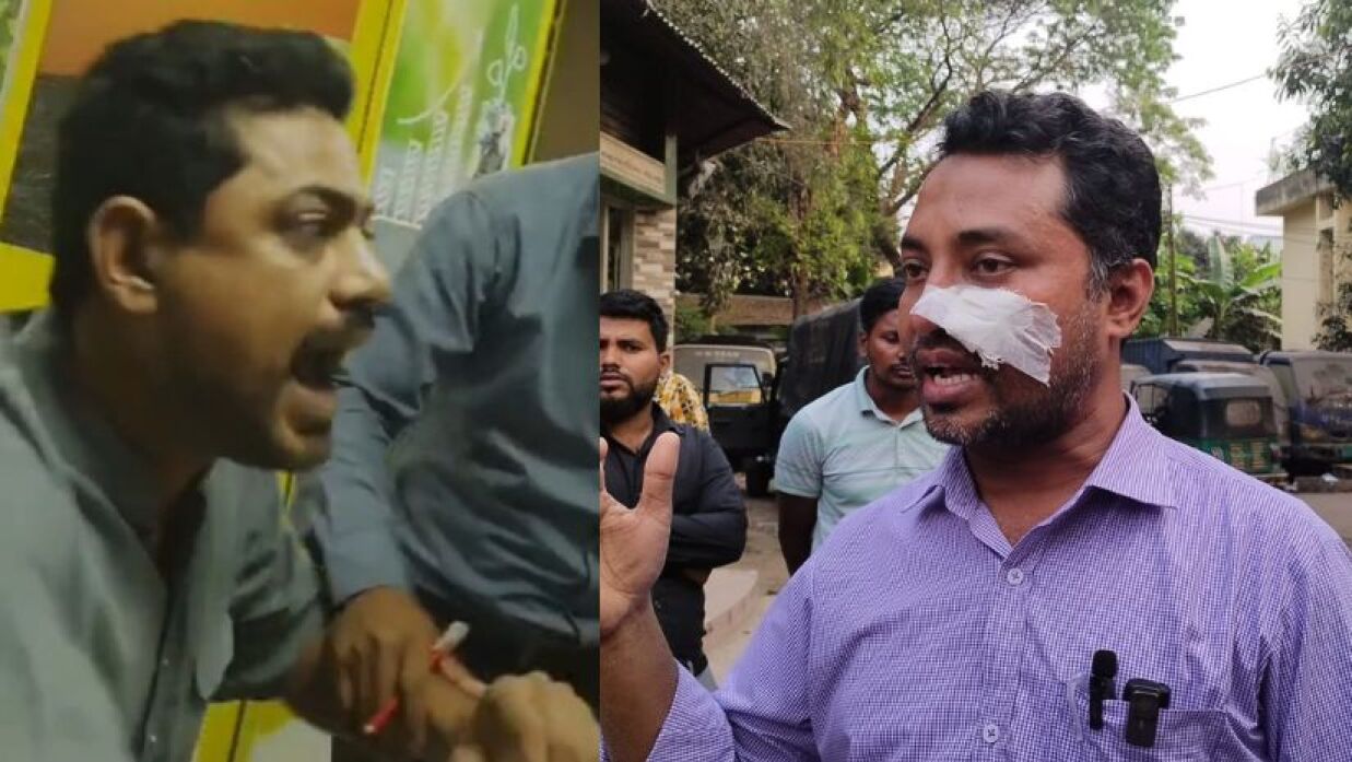 অভিযুক্ত রিয়াদ উল করিম (বামে) ও কর্মকর্তা ওমর ফারুক (ডানে)