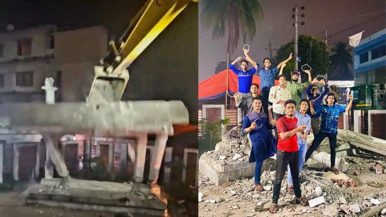 সাতক্ষীরা শহরের খুলনা রোড মোড়ে অবস্থিত বঙ্গবন্ধুর ম্যুরালের ধ্বংসাবশেষের শেষ চিহ্নটুকুও নিশ্চিহ্ন করে দেওয়া হয়