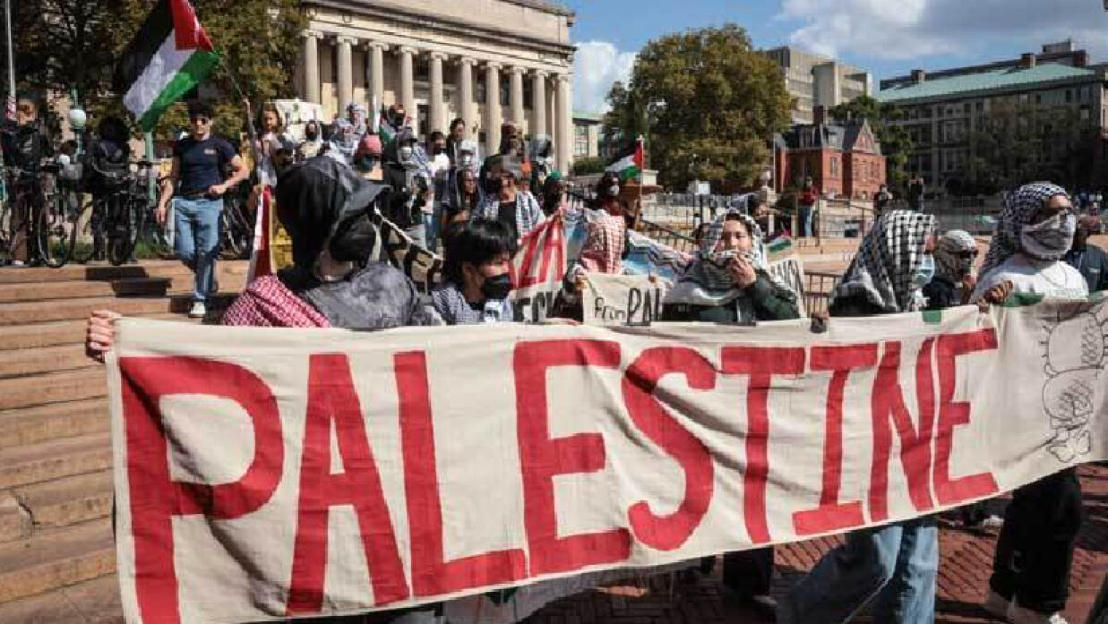 ফিলিস্তিনিদের সমর্থন জানিয়ে যুক্তরাষ্ট্রে শিক্ষার্থীদের আন্দোলন