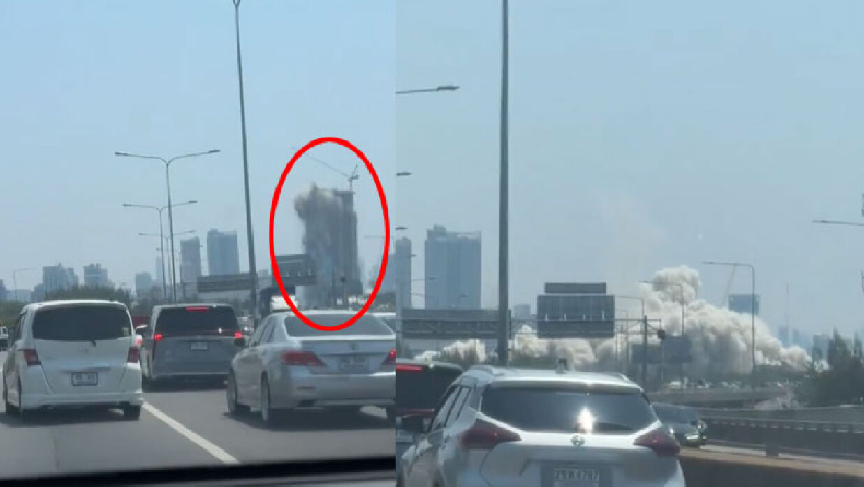 নির্মাণাধীন ভবন ধসে পড়ার দৃশ্য