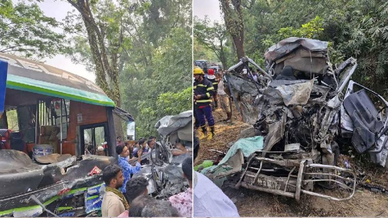 দুর্ঘটনা কবলিত বাস ও মাইক্রোবাস