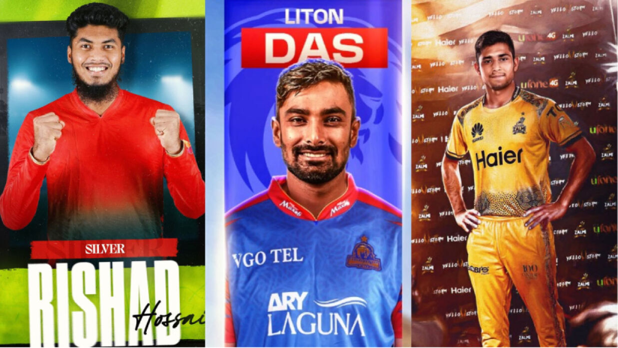 লিটন দাস, নাহিদ রানা ও রিশাদ হোসেন