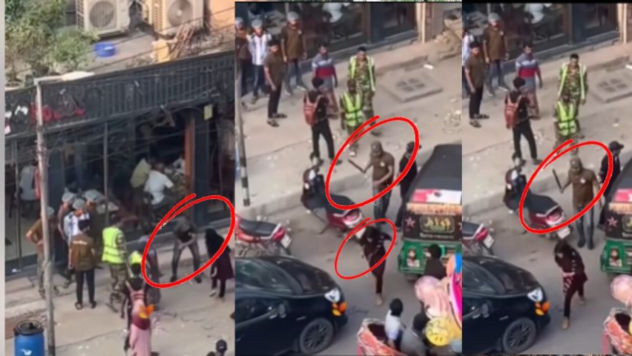 ভিডিওতে এক তরুণীকে মারধর করার ছবি স্পষ্ট দেখা যায়