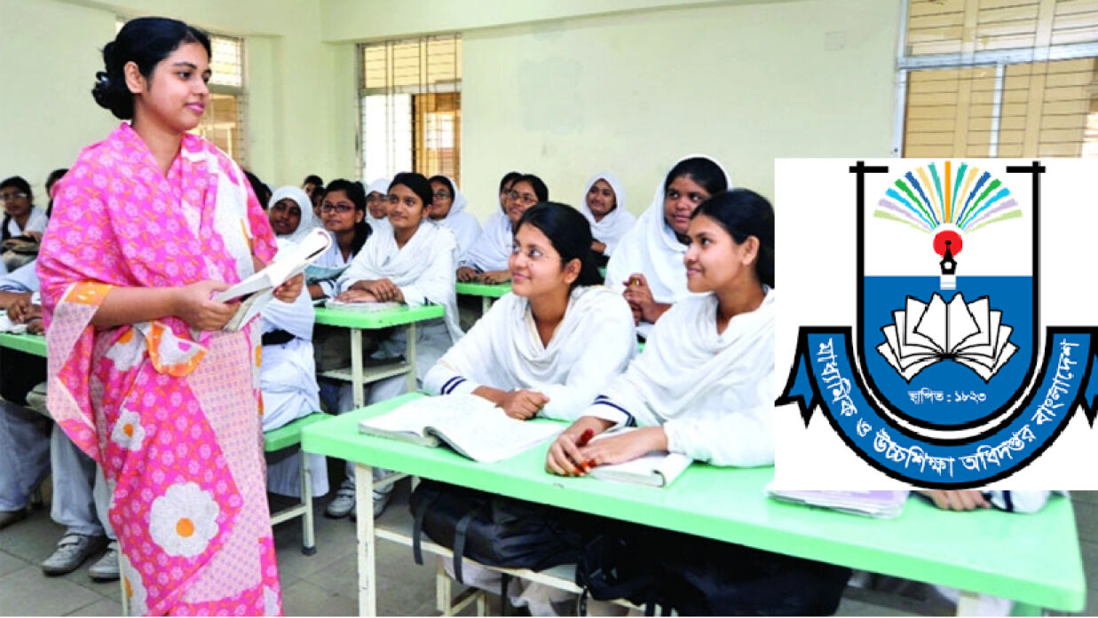 শ্রেণিকক্ষে শিক্ষক ও মাউশি লোগো