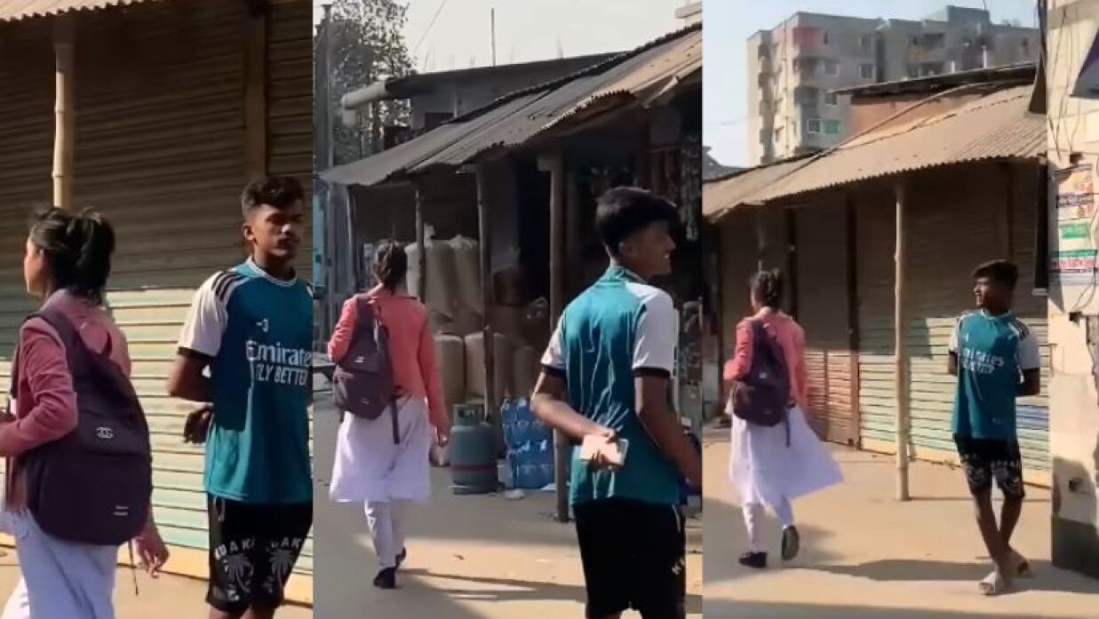 ছাত্রীকে উত্তক্ত্য করছে এক যুবক