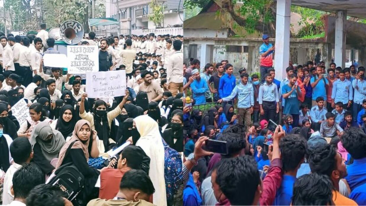 ছয় দফা দাবিতে আন্দোলনরত পলিটেকনিক শিক্ষার্থীরা